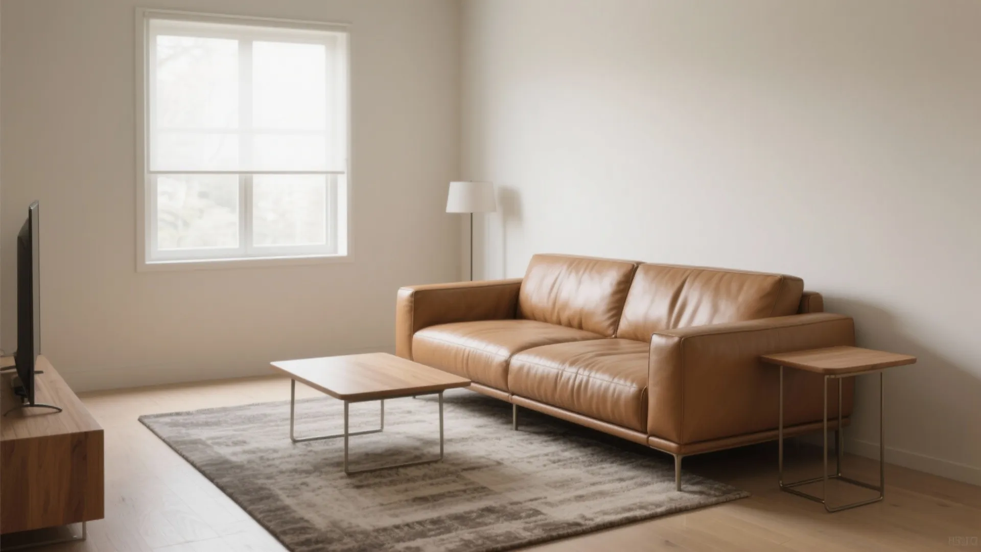 1) Slim-Arm, Low-Profile Leather Sofa