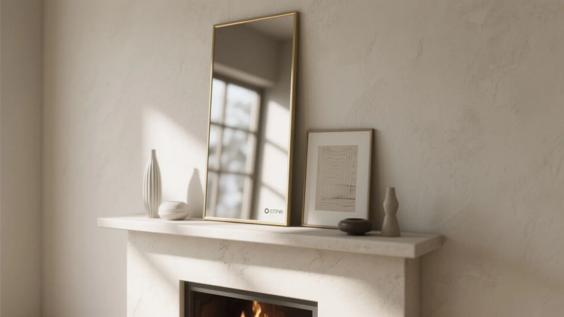 3. Use a shallow mantel, mirrors and low-profile art to boost light