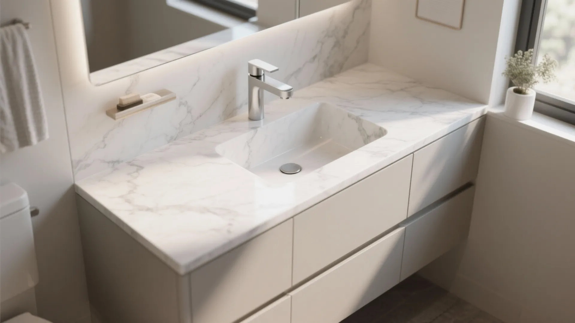 4. Slim Marble Countertops