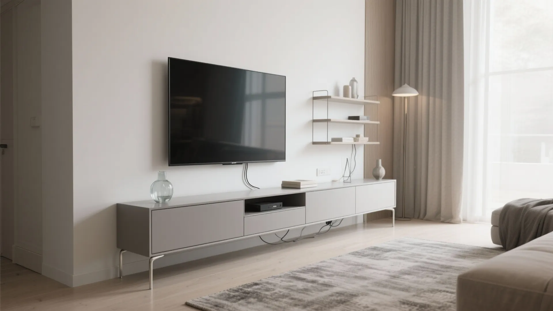 4. Slim-profile media units and wall-mounted TVs