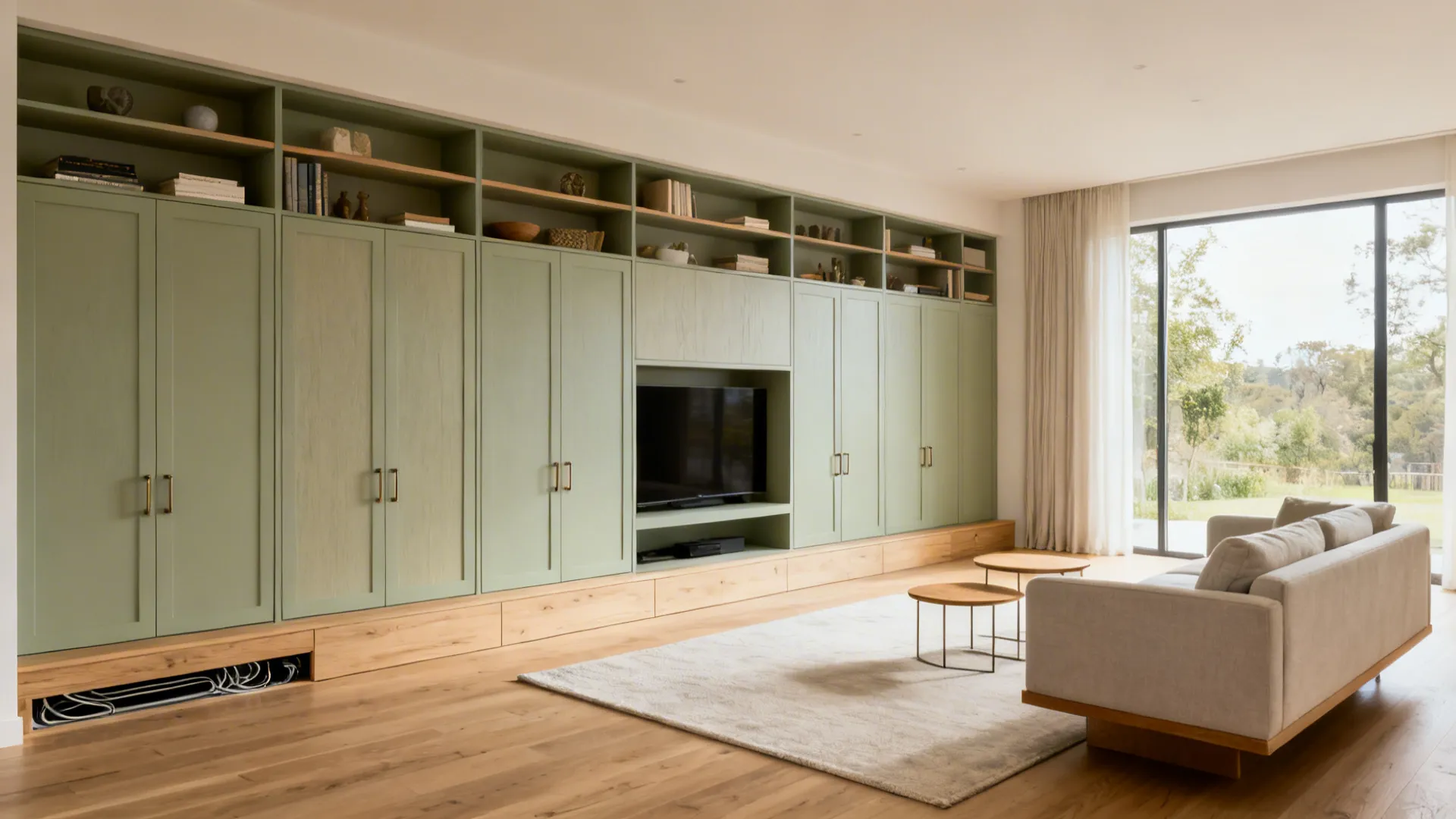 Built-In Storage with a Slim Media Wall