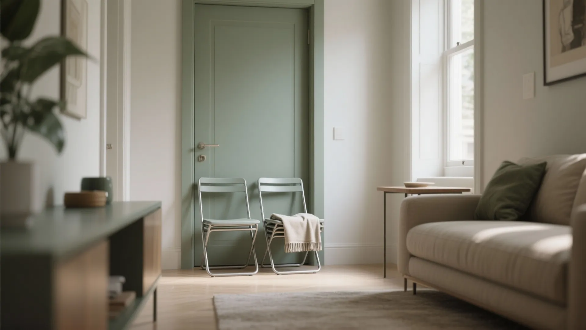 1. Slim-profile metal folding chairs that tuck away