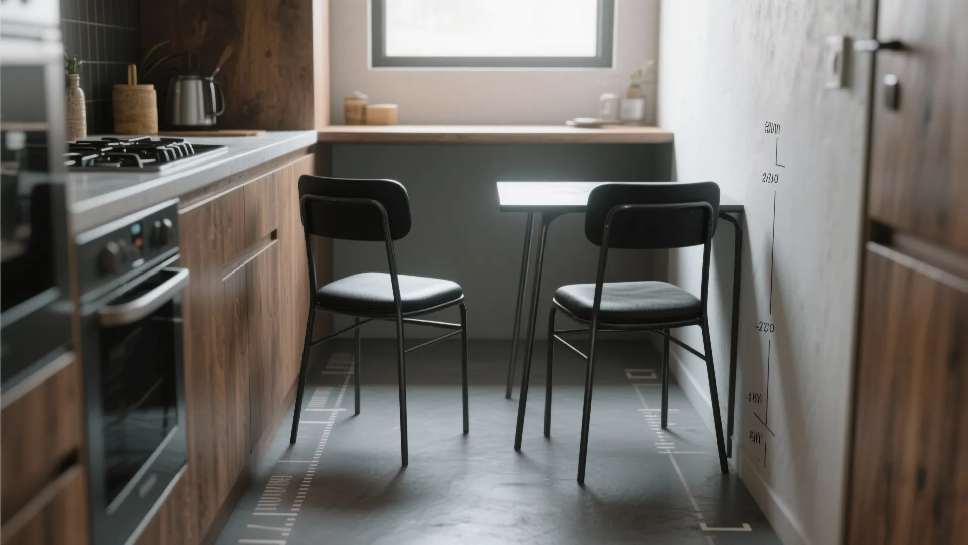 1. Slim metal black chairs for compact kitchens