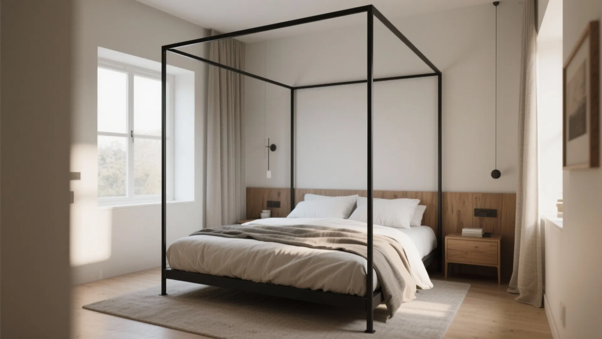 2. Use a slim metal frame to define zones