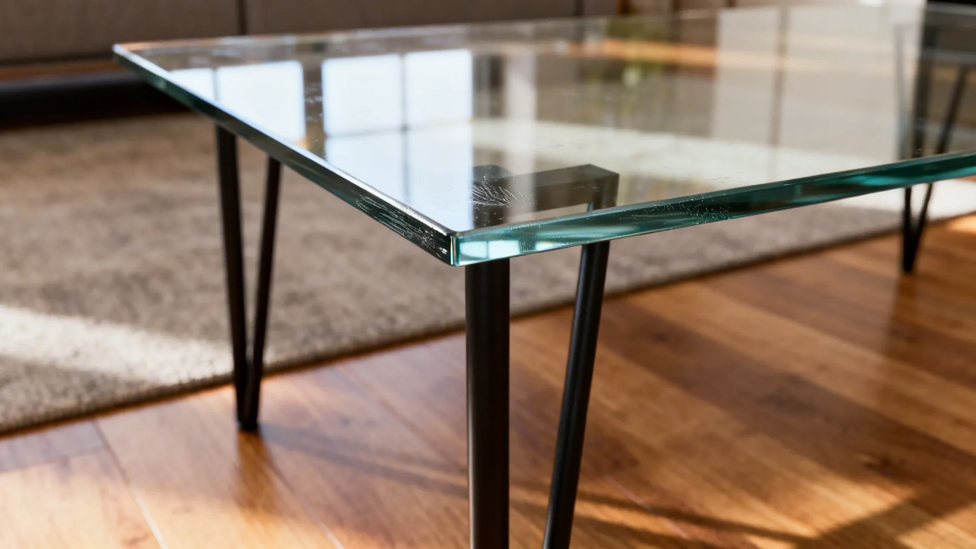 1. Clear Glass with Slim Metal Legs
