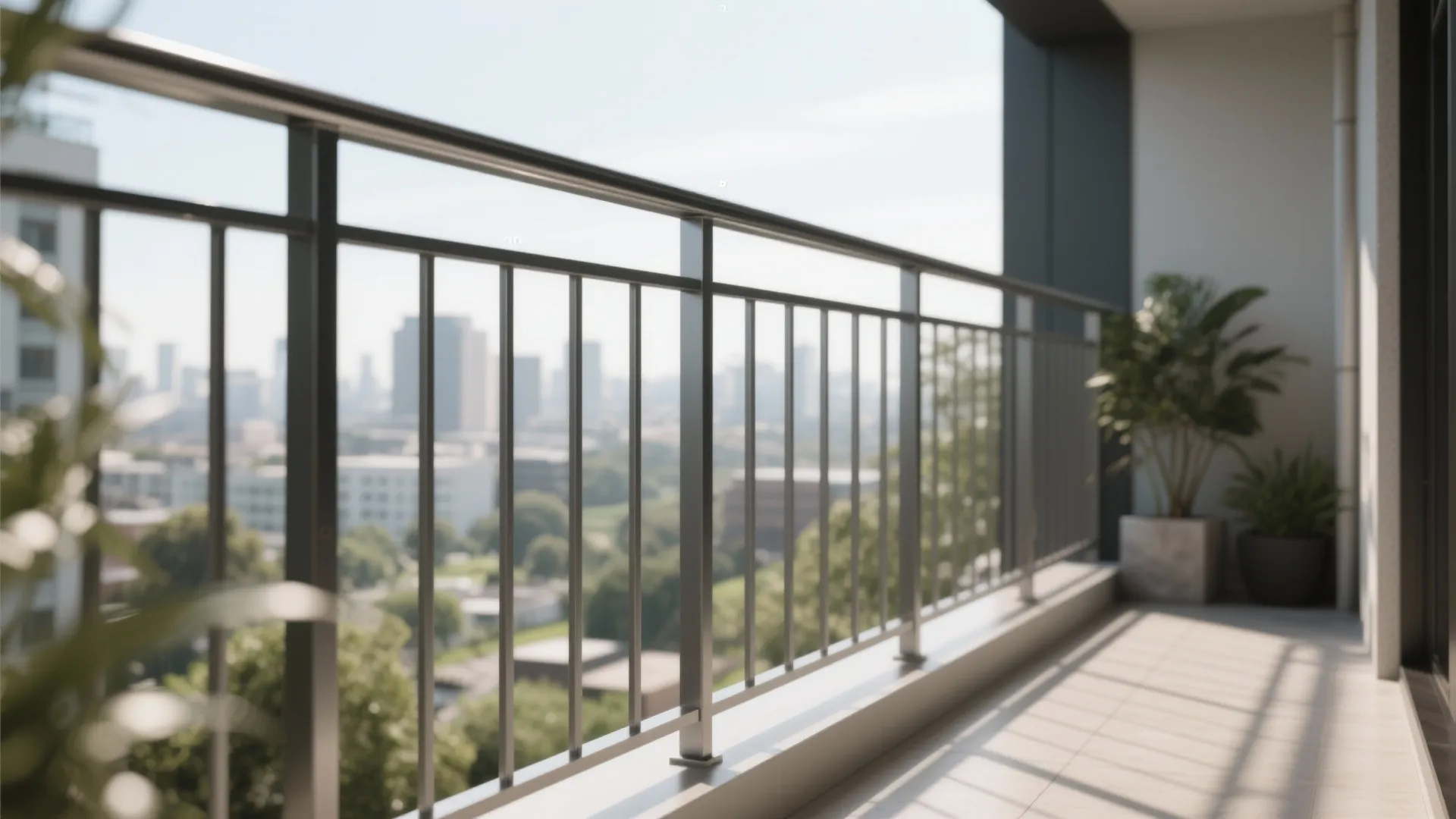 Minimal metal railings with slim profiles