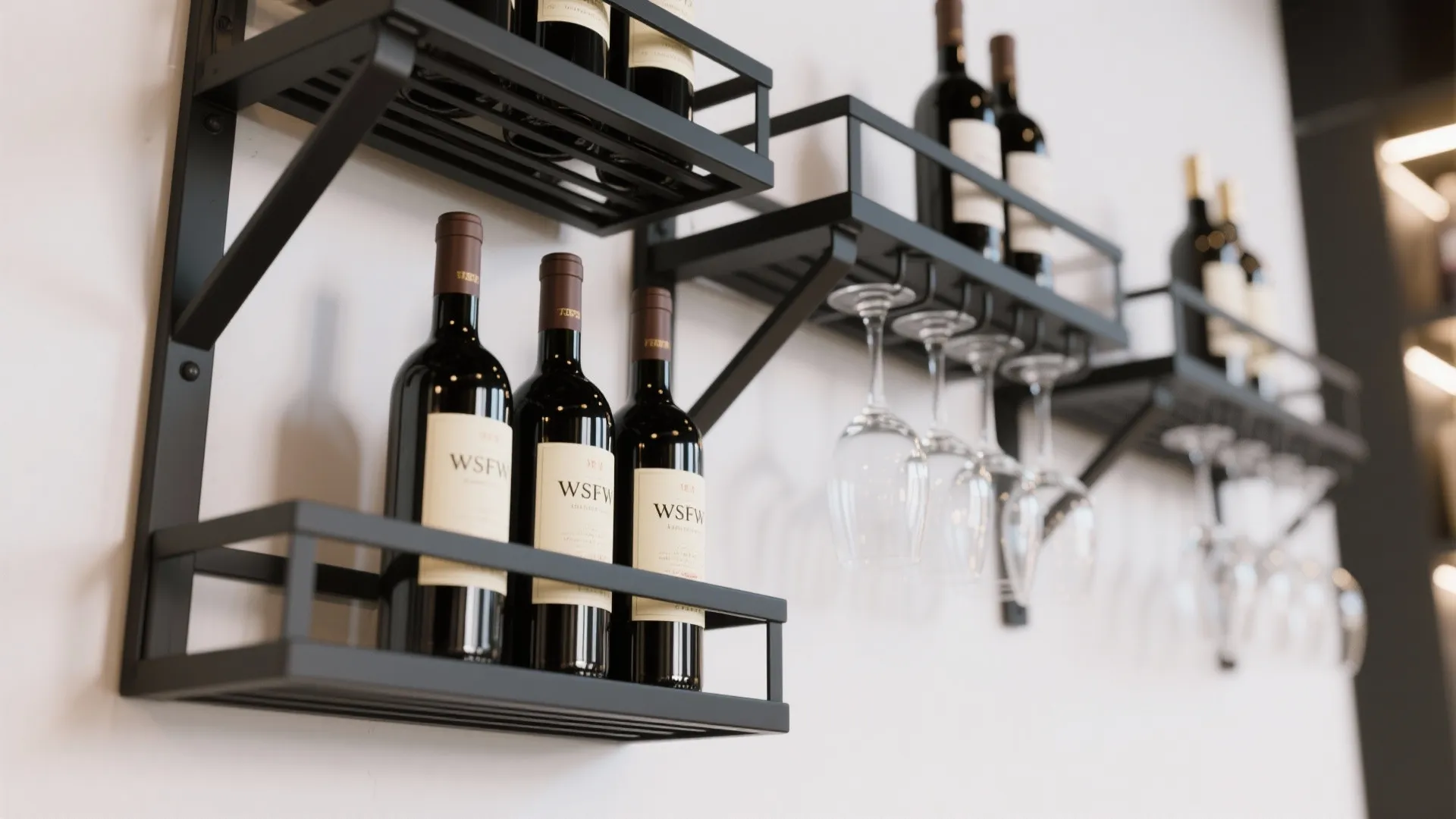 3. Slim Metal Racks for Wine & Glassware