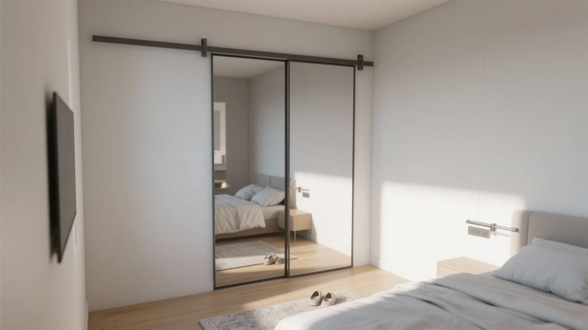 1. Slim sliding doors with mirrors