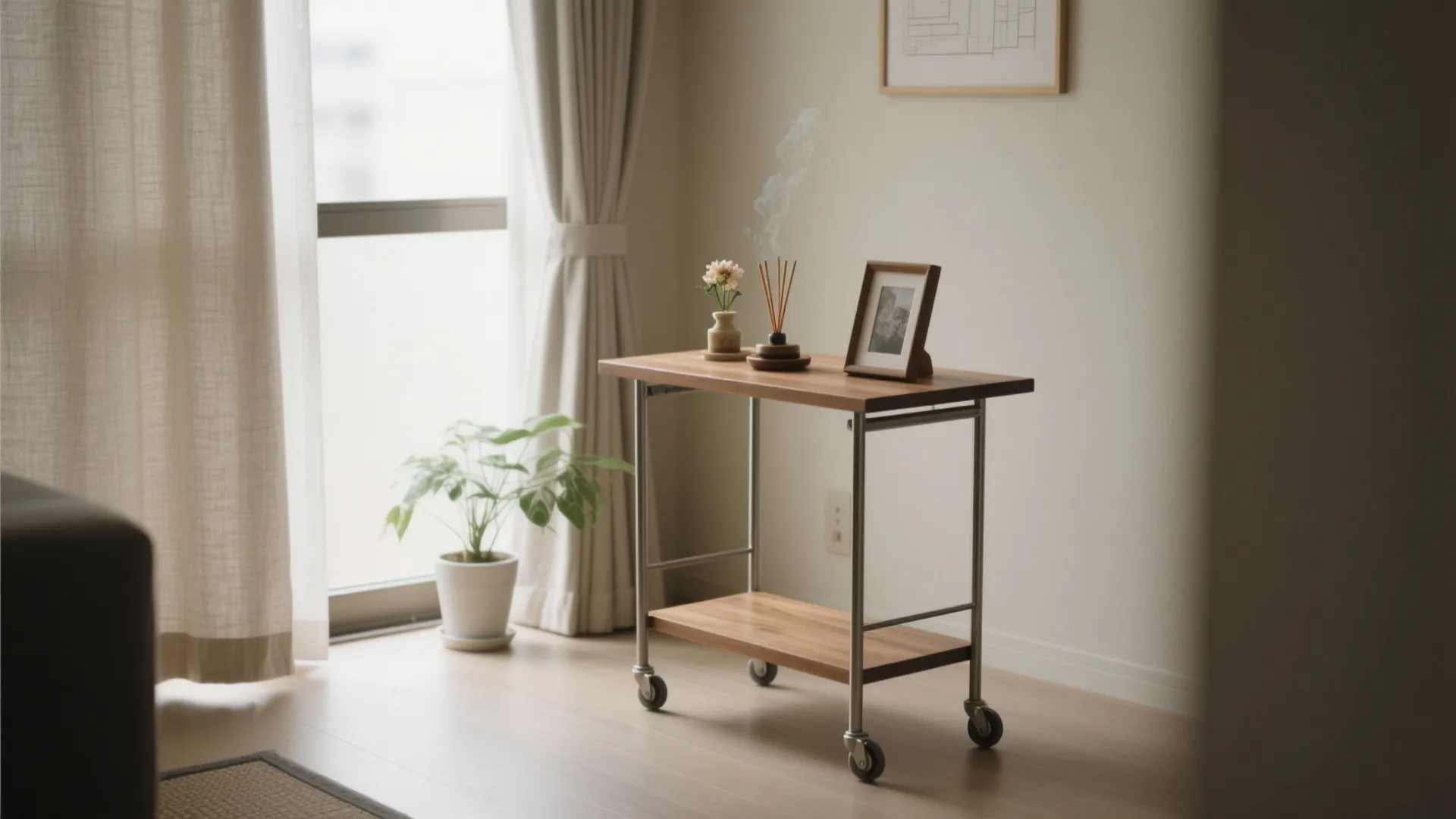 可動ワゴンで多目的に：大阪の賃貸でもレイアウト自由