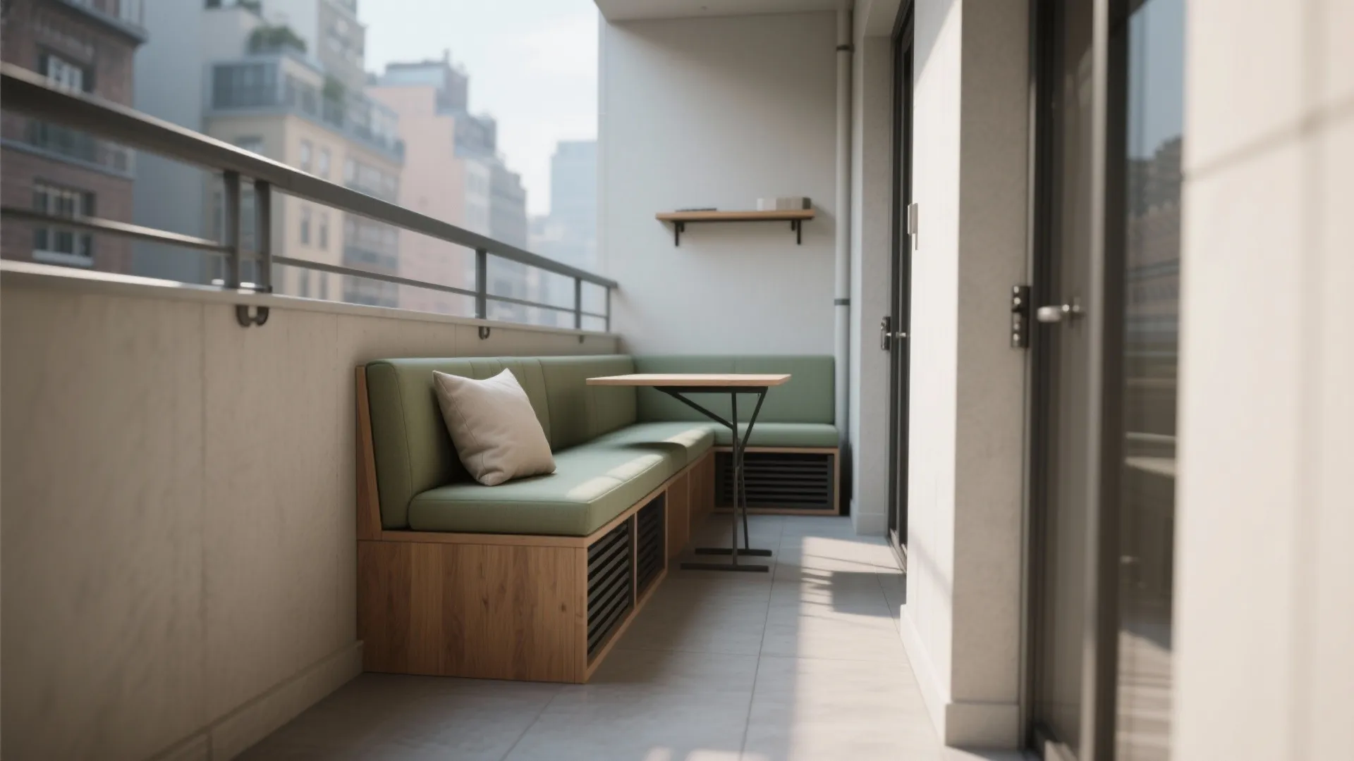 1) Slimline Modular Seating & Fold-down Surfaces