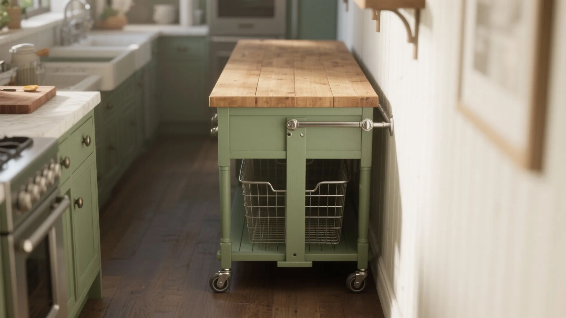 1. Slim Movable Island with Wheels