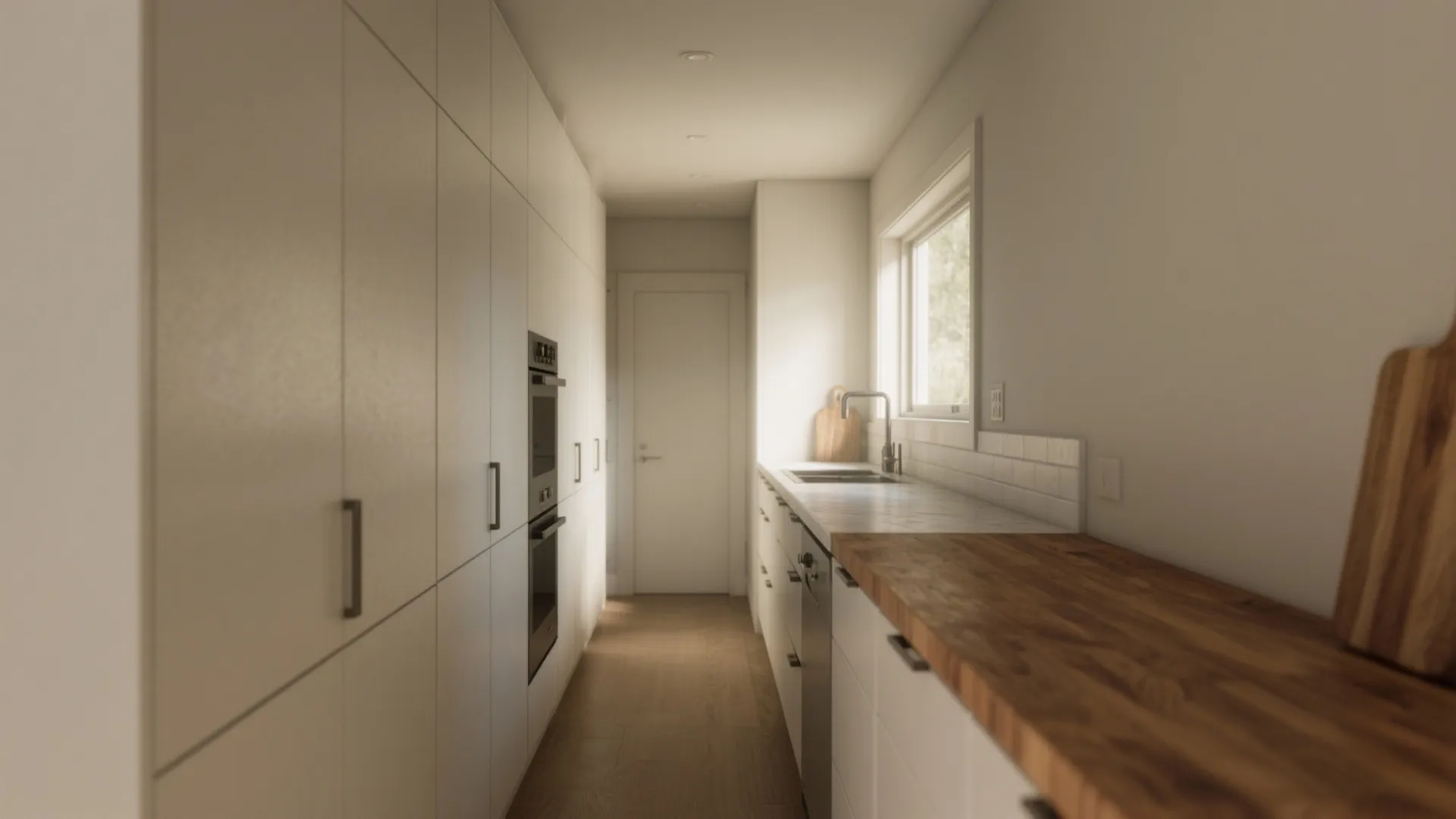 1. Slim, multi-level island for narrow kitchens