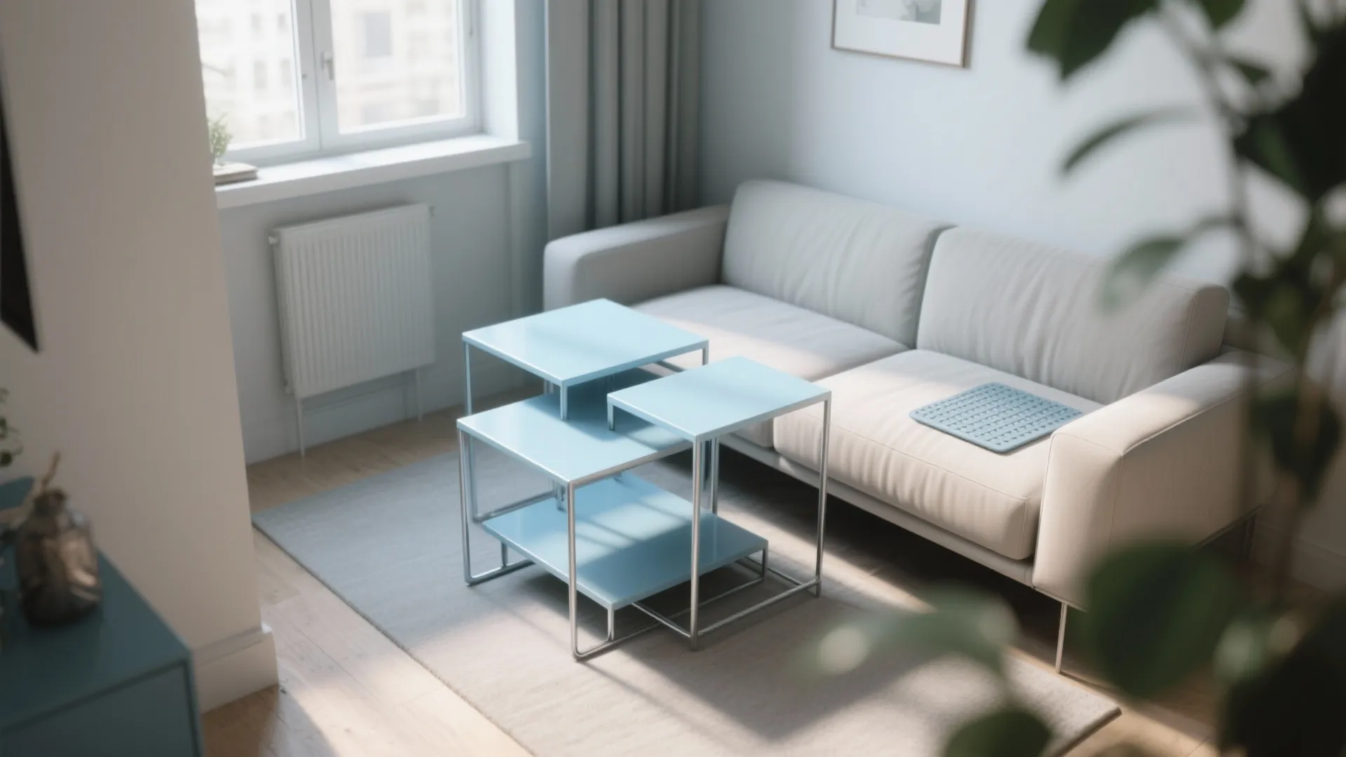 1. Slim metal nesting tables