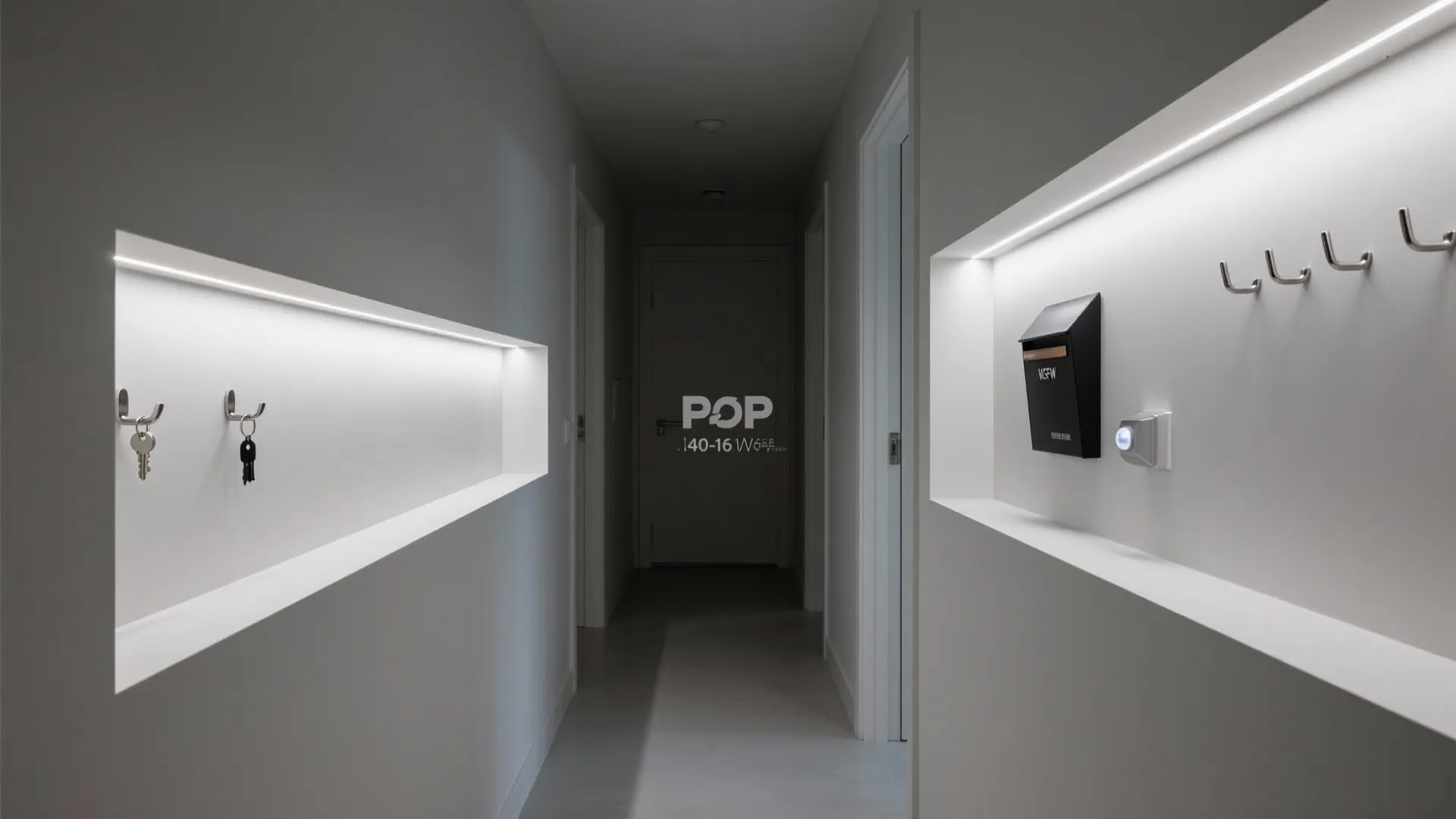 Slim Storage Niches with LED Line Accents