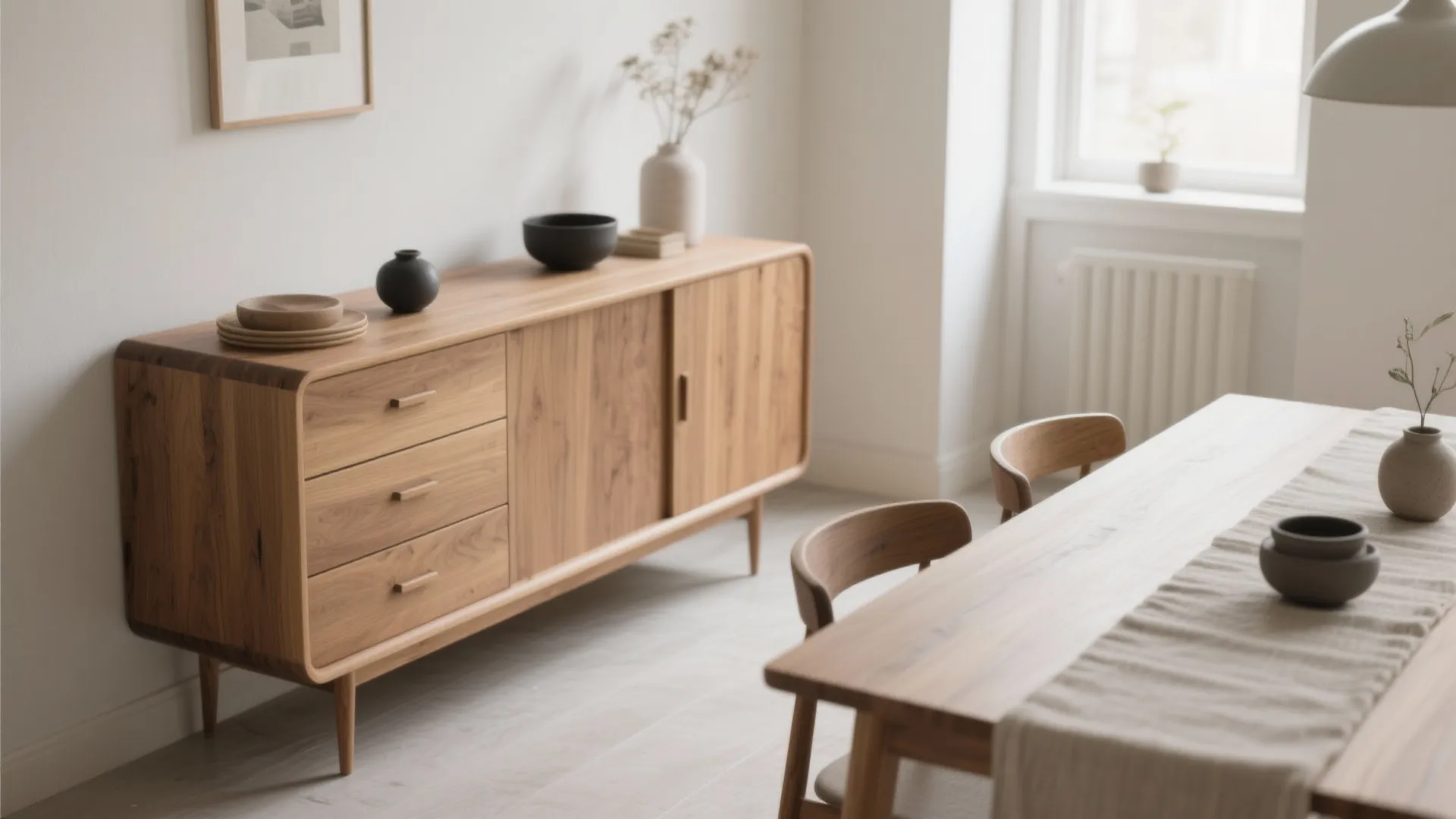 Slim Scandinavian Oak Buffet