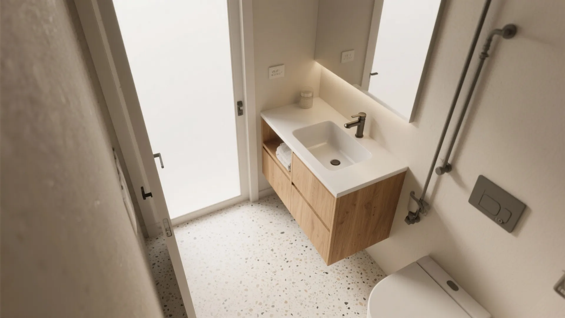 Slim-Depth Vanity with an Offset Sink