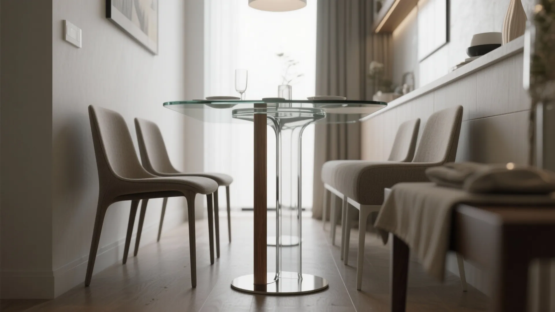 3. Slim pedestal base to maximize legroom