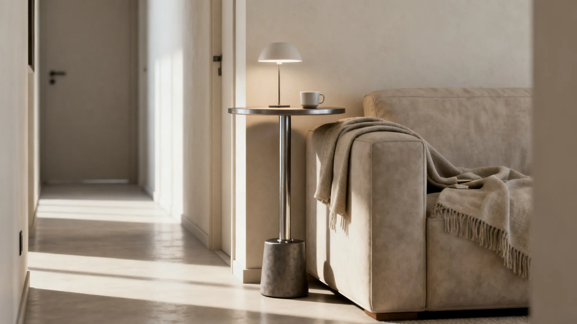 1. Slim pedestal table for tight corners