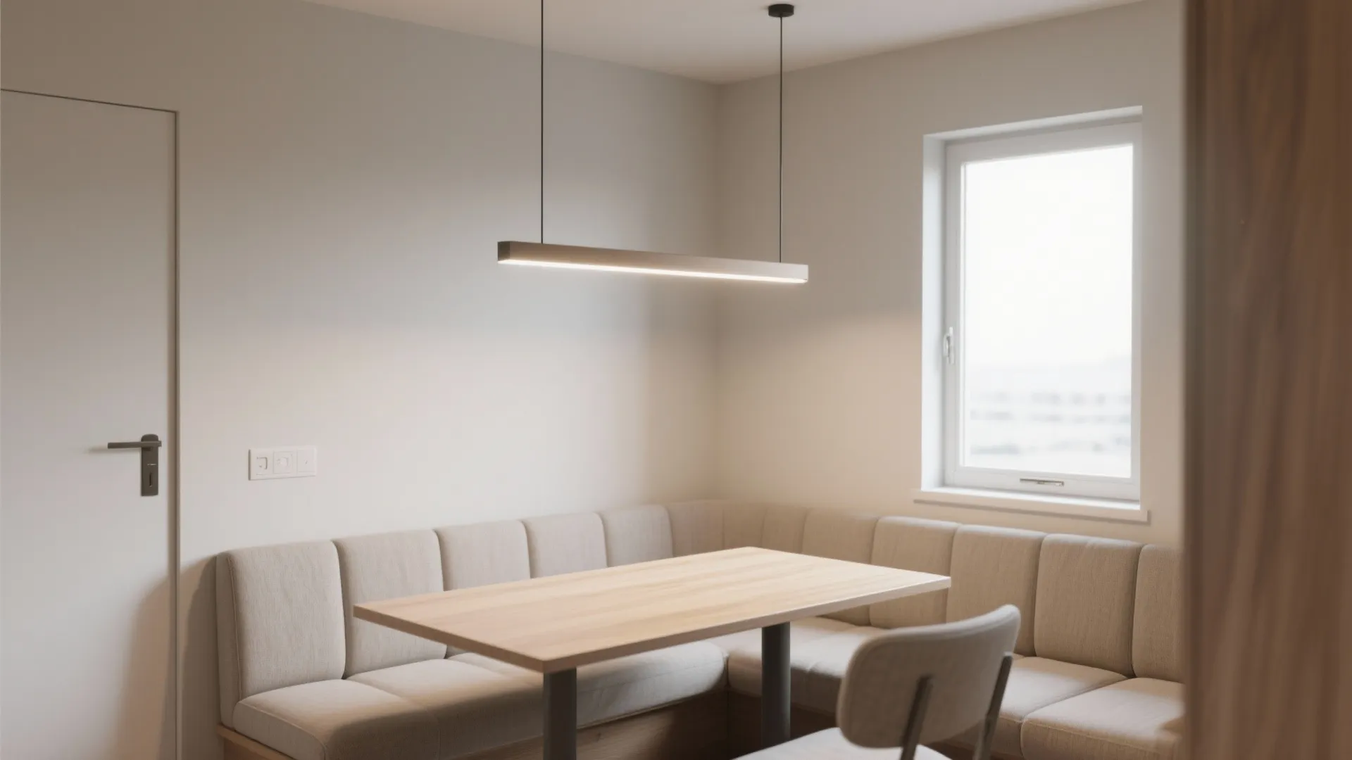 3. Use a slim pendant over compact dining areas
