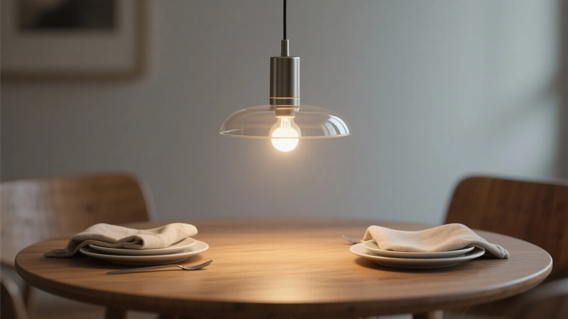 1. Layered lighting with a slim pendant