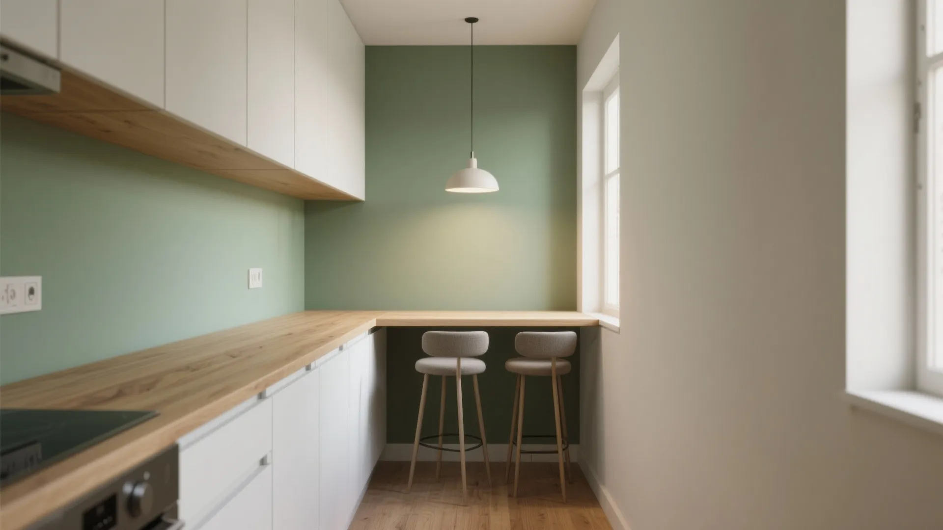 2. Slim peninsula with integrated seating