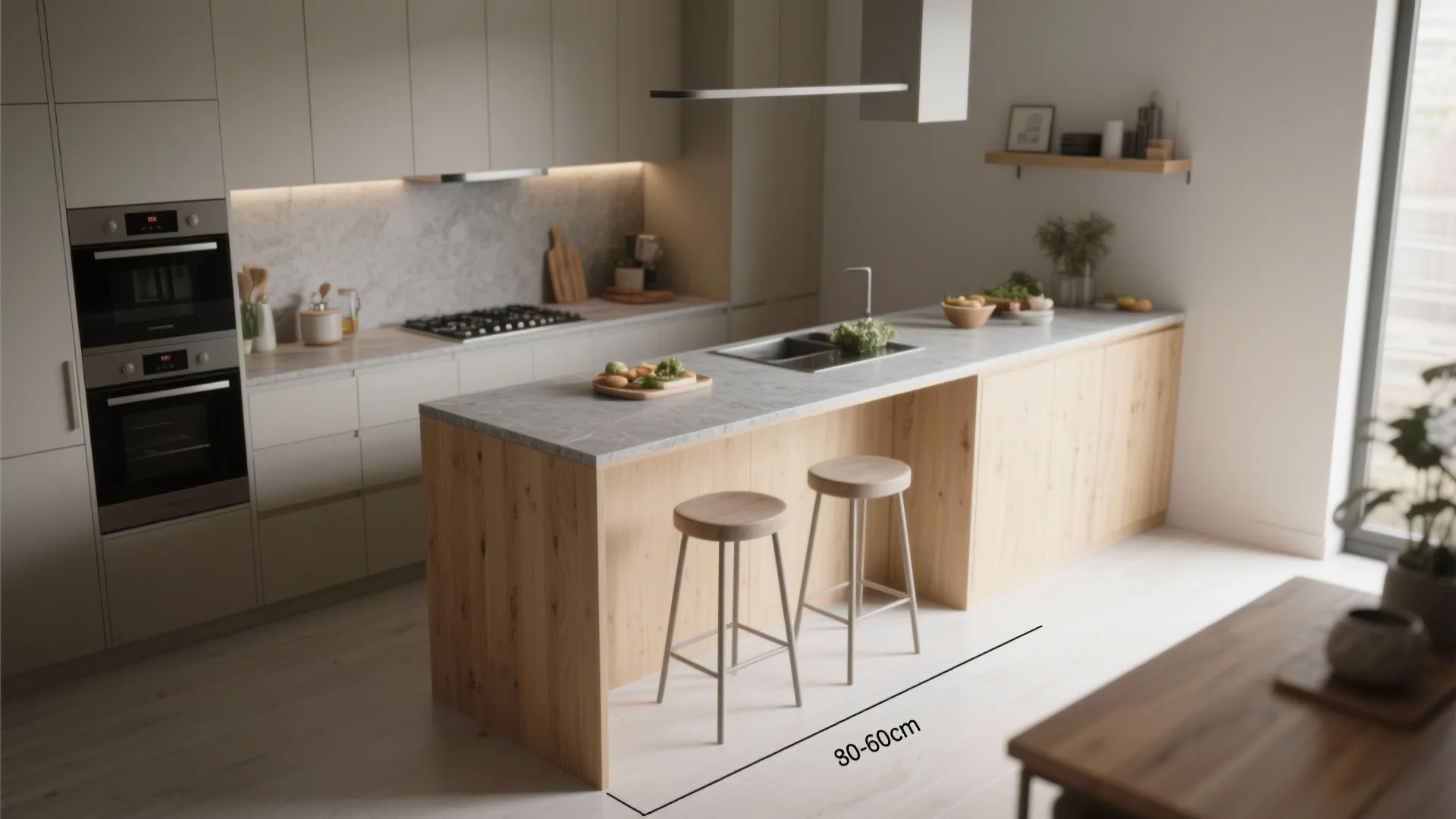 2. Use a slim peninsula as a multifunctional surface