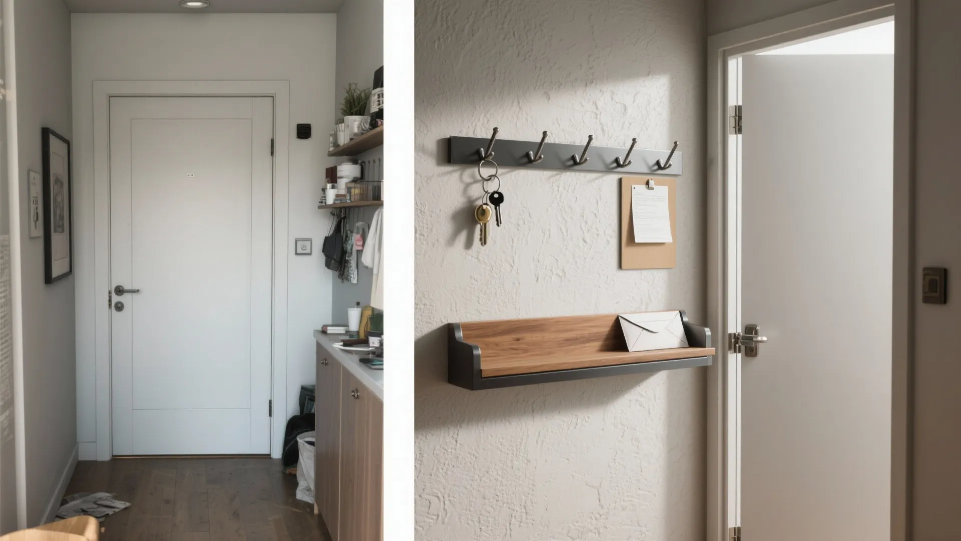 5. Slim Pivot Doors and Integrated Storage
