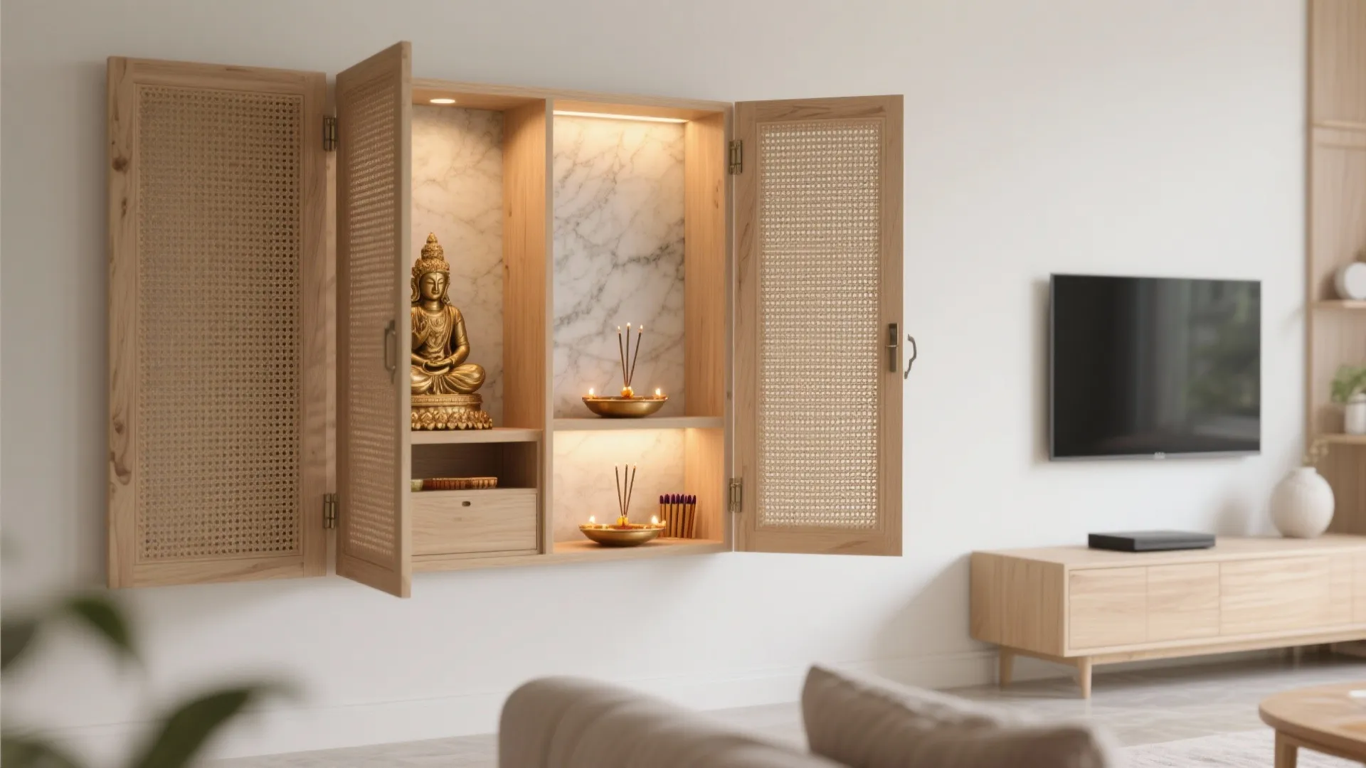 Slim Pooja Cabinet with Doors