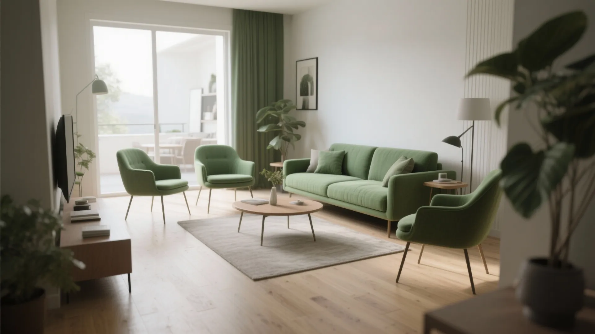 5. Small rooms: choose slim-profile green pieces
