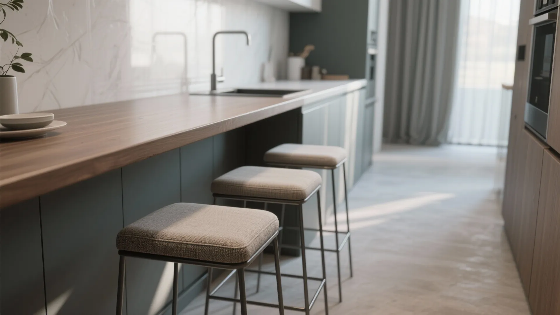 Slim-profile stools with a narrow footprint