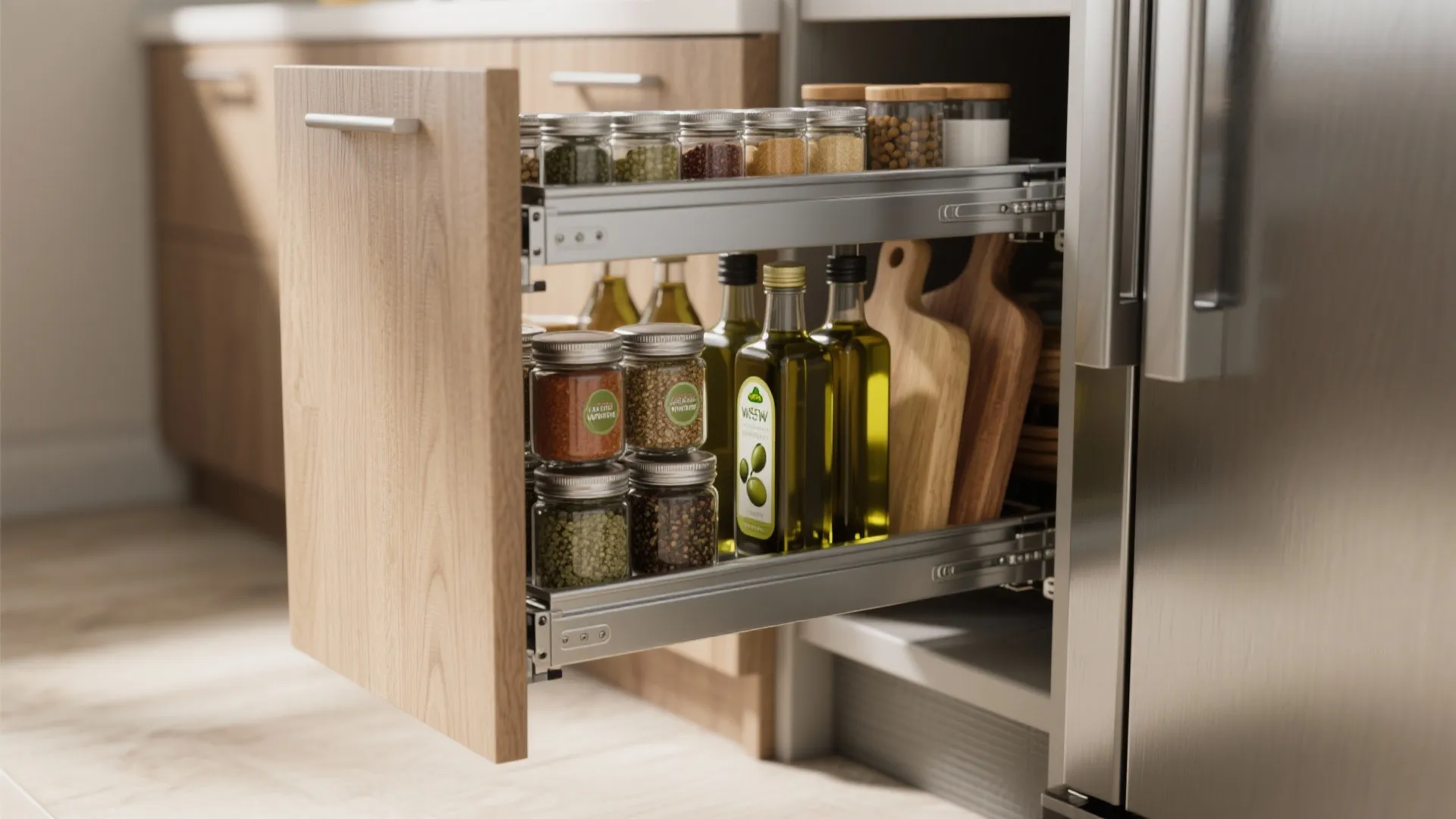 1. Slim pull-out towers for narrow gaps