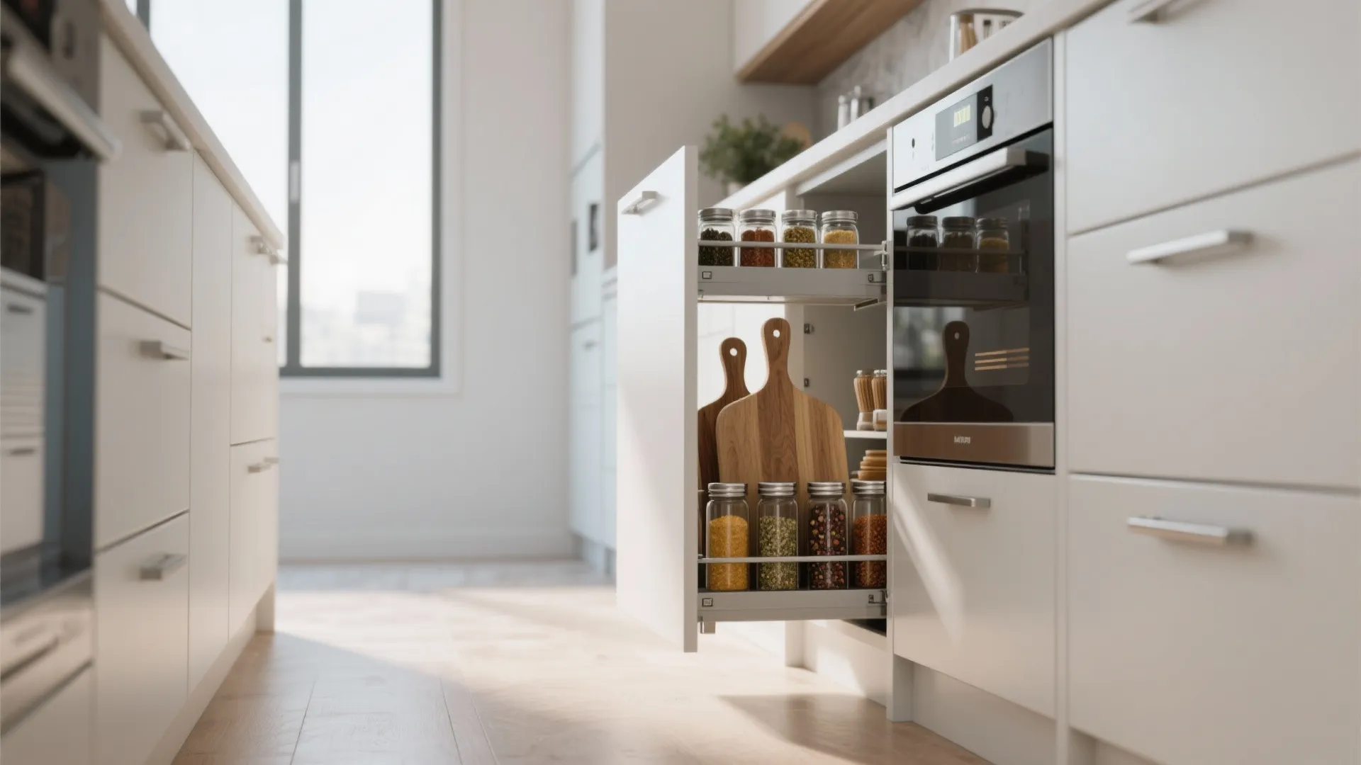 2. Turn narrow gaps into storage with pull-out slims