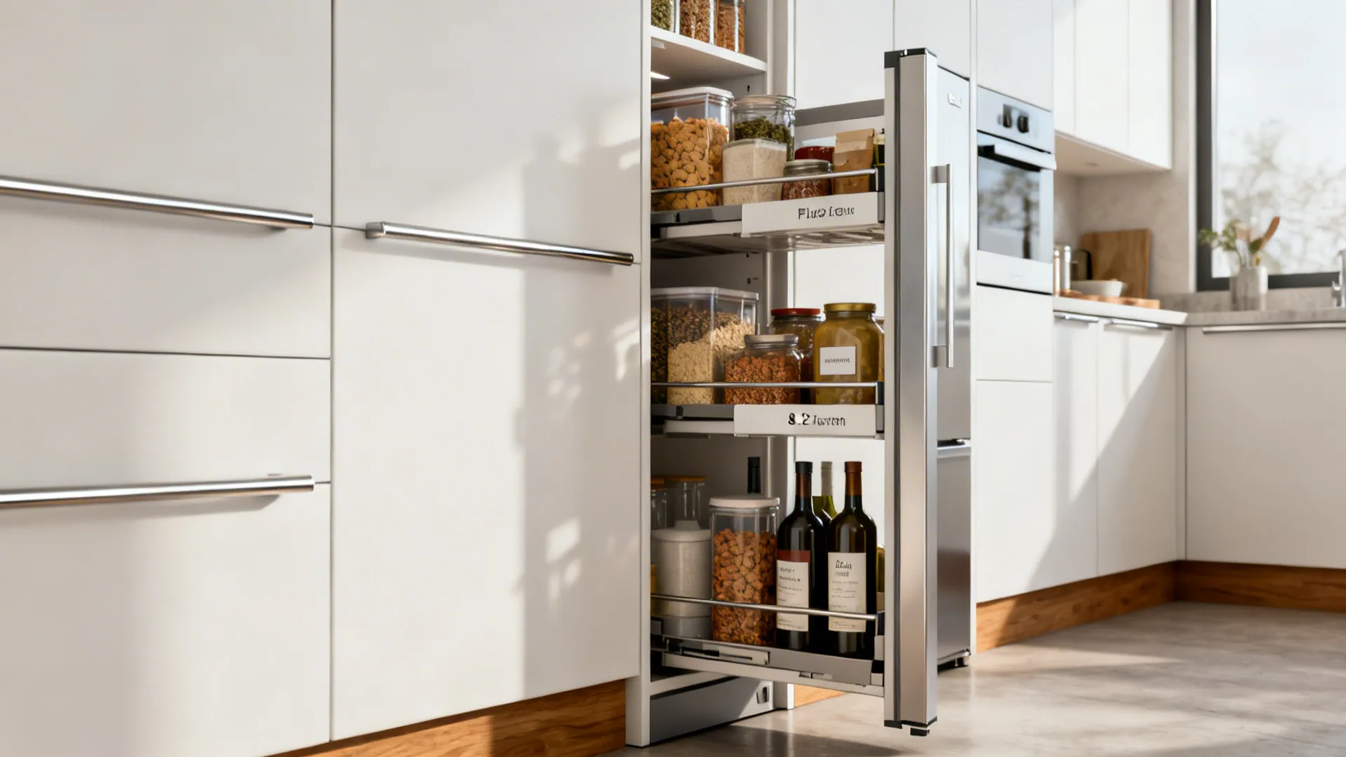 Minimal, Slim Pull-Out Pantry Columns