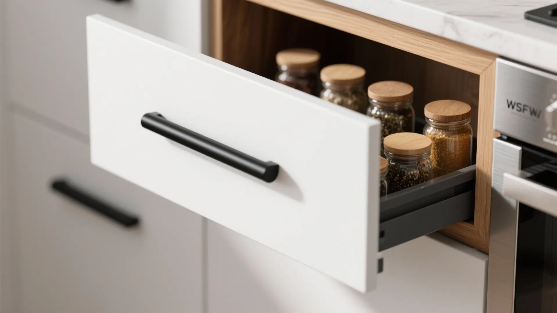 Minimalist Kitchen Storage with Hidden Depth