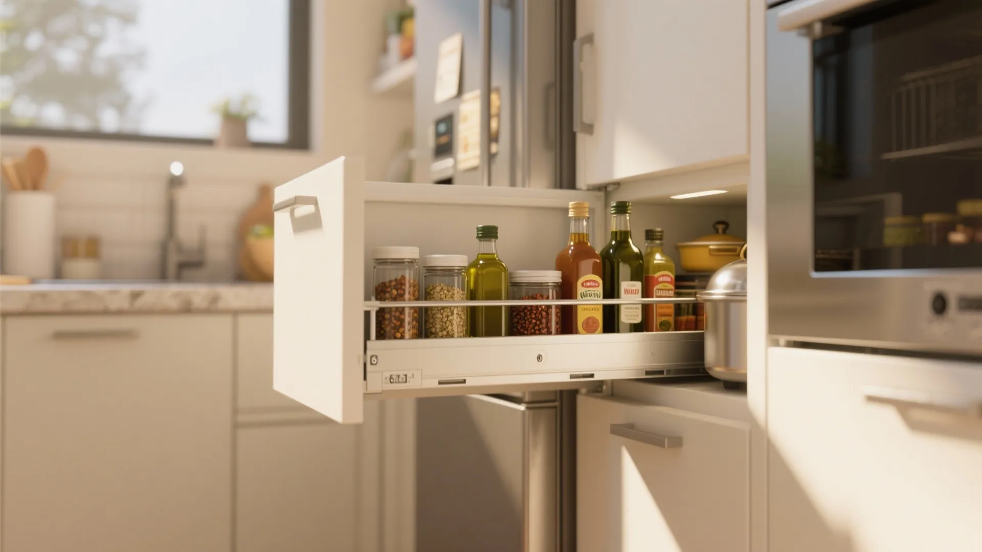 Idea 1: Slim Pull-Out Cabinets