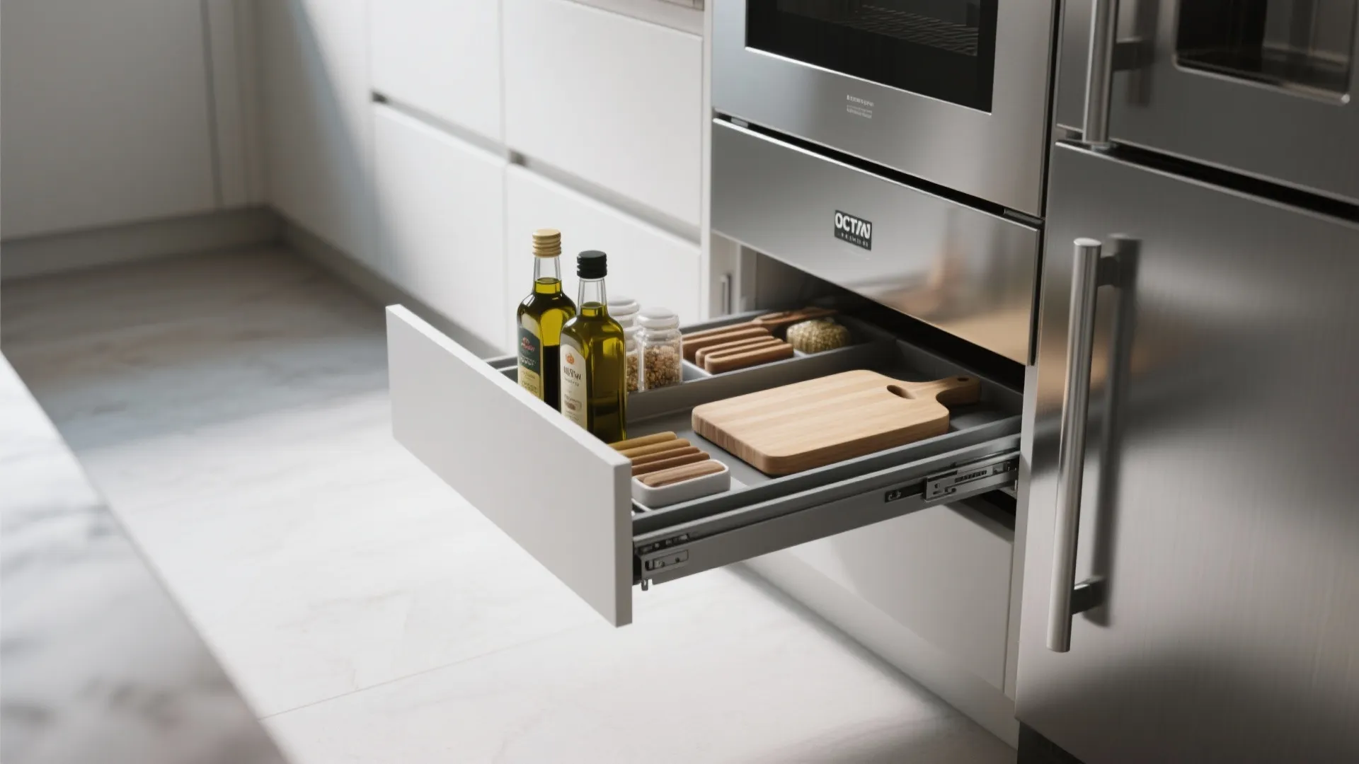 2. Pull-out tray drawers for narrow gaps
