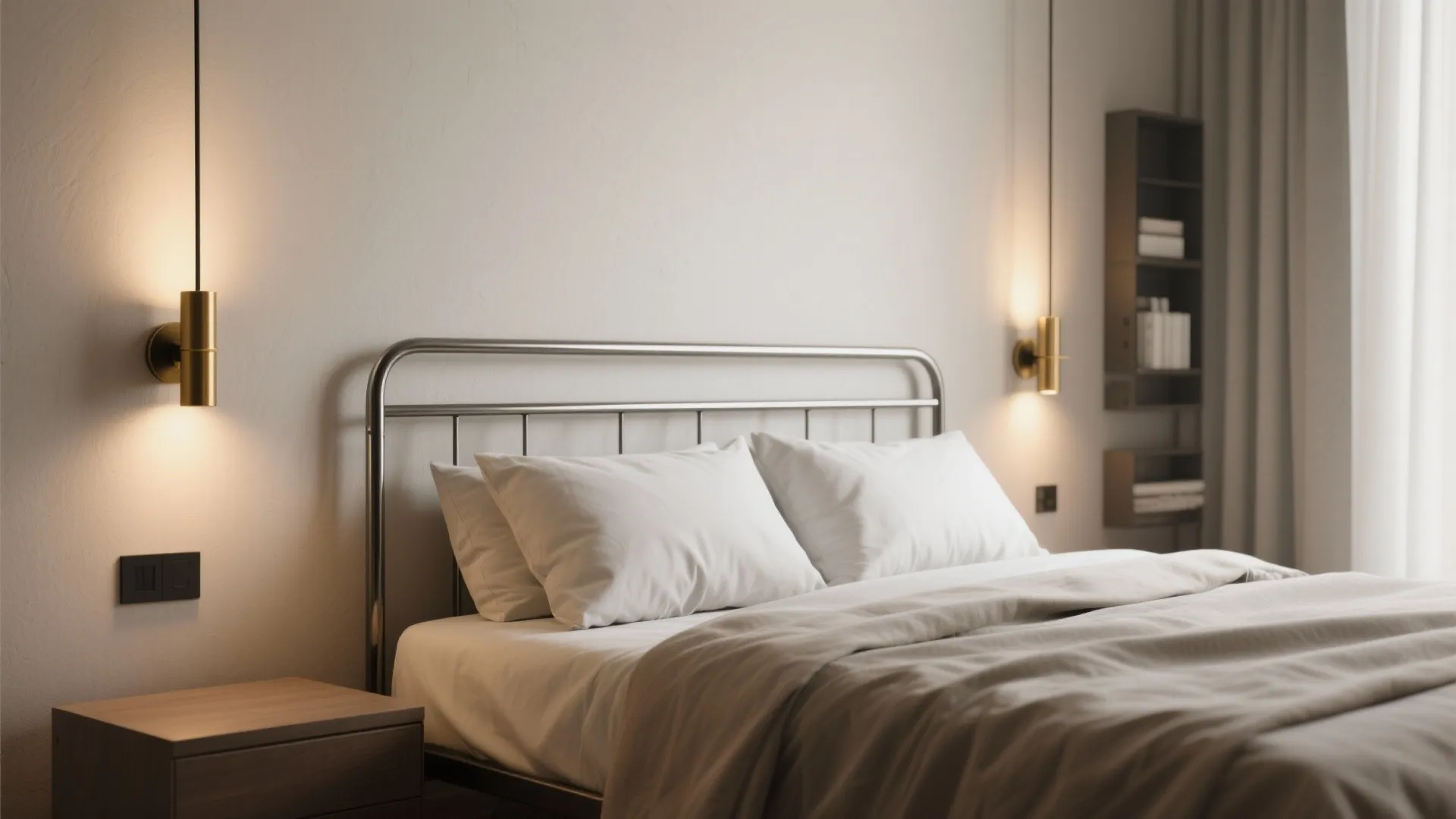 4. Slim frame queen with wall lighting