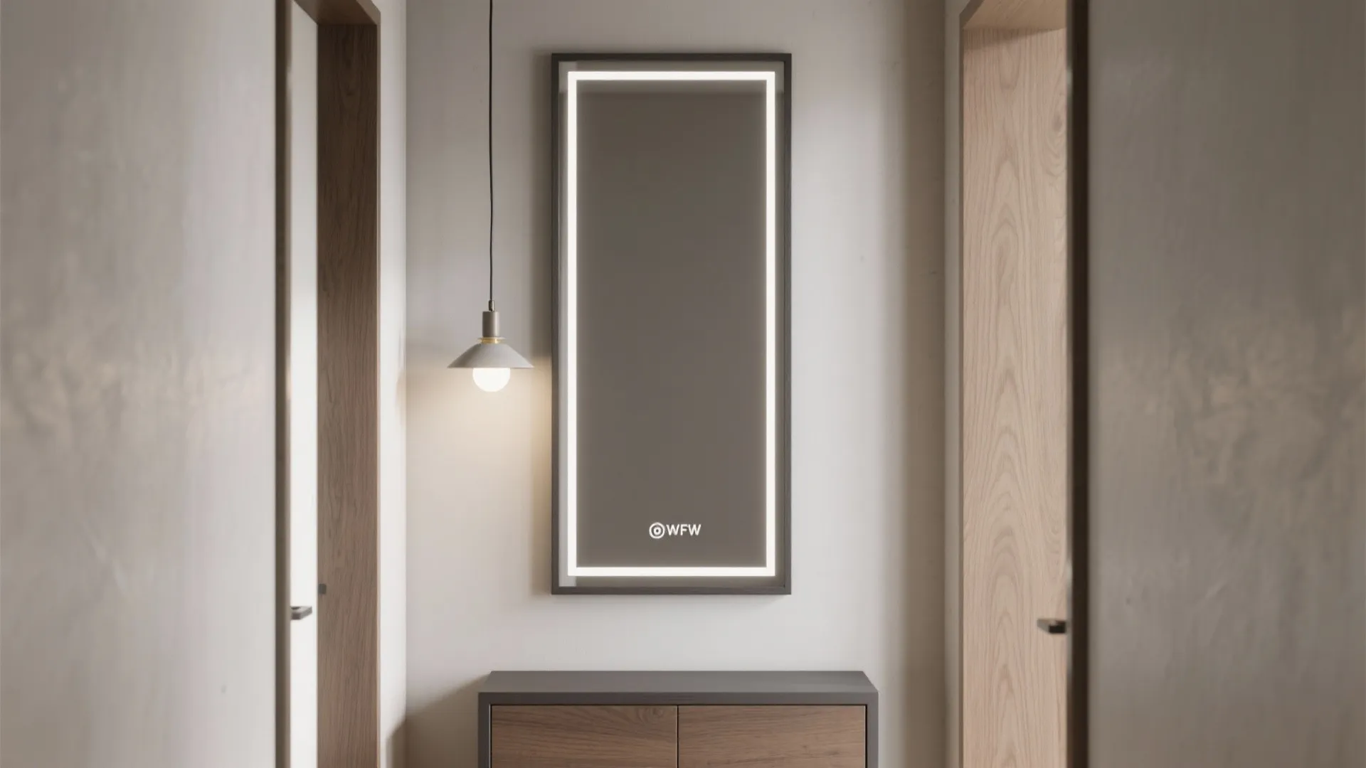 2. Slim rabbeted frame — clean lines for tiny walls