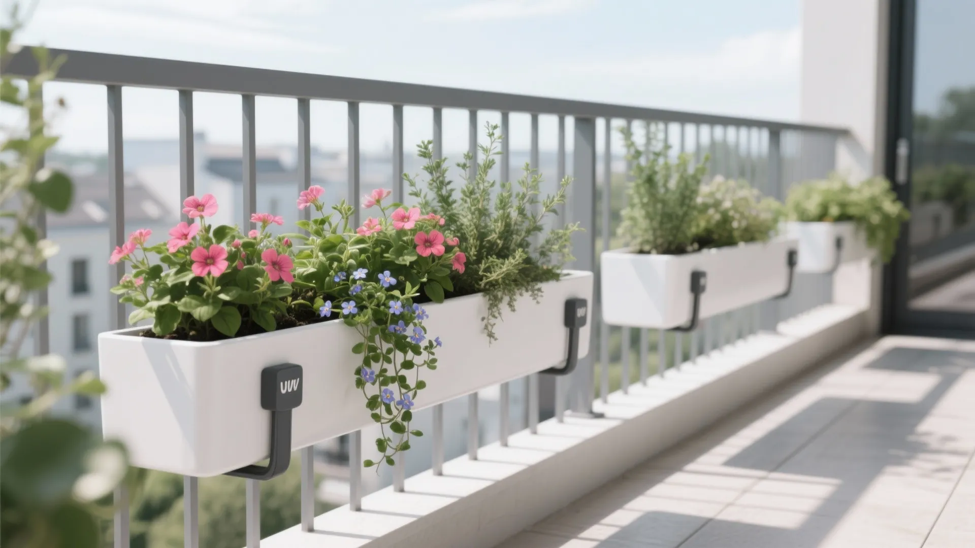 2) Slim, Self-Watering Rail Planters