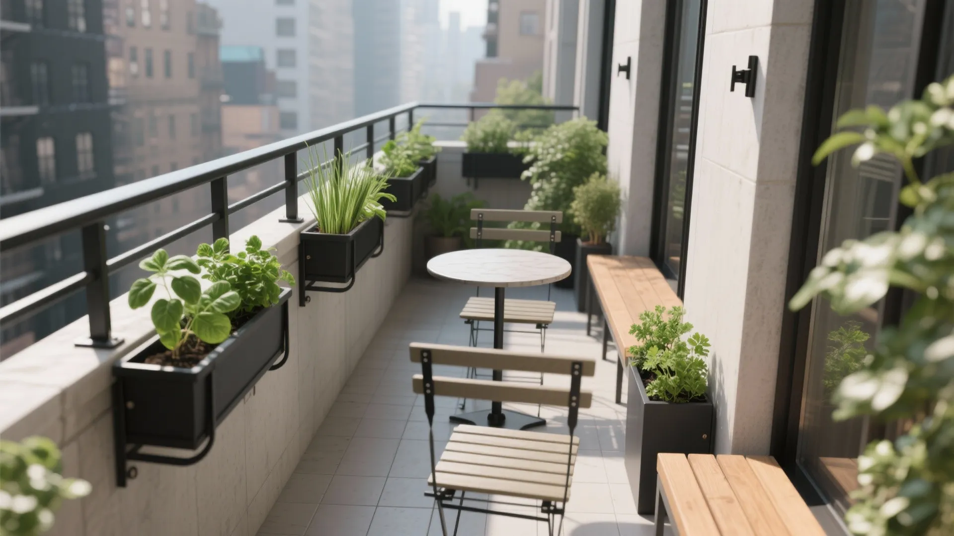 Slim Railing Planters with Modular Drip Trays