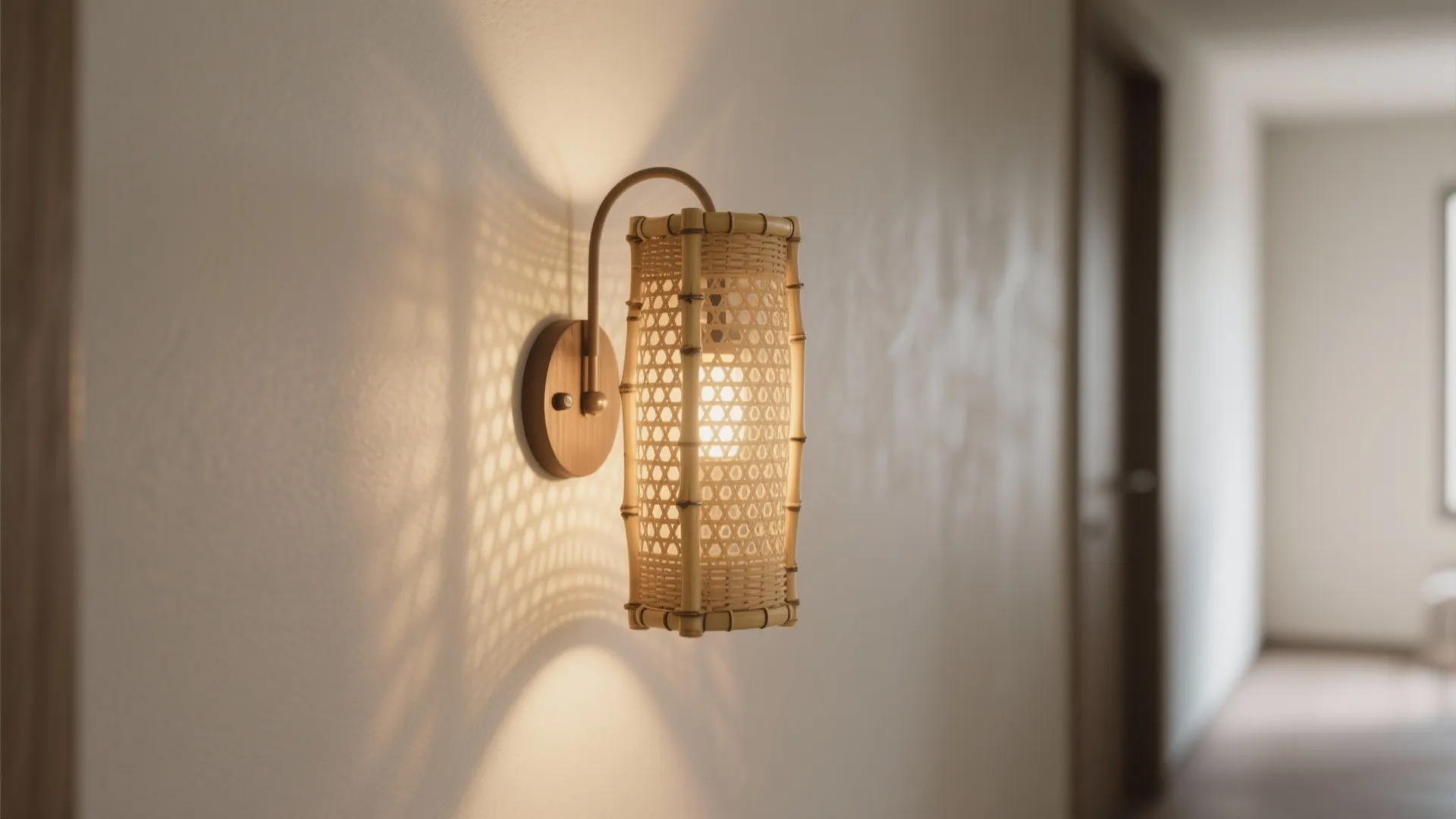1: Slim Rattan Sconce for Narrow Hallways