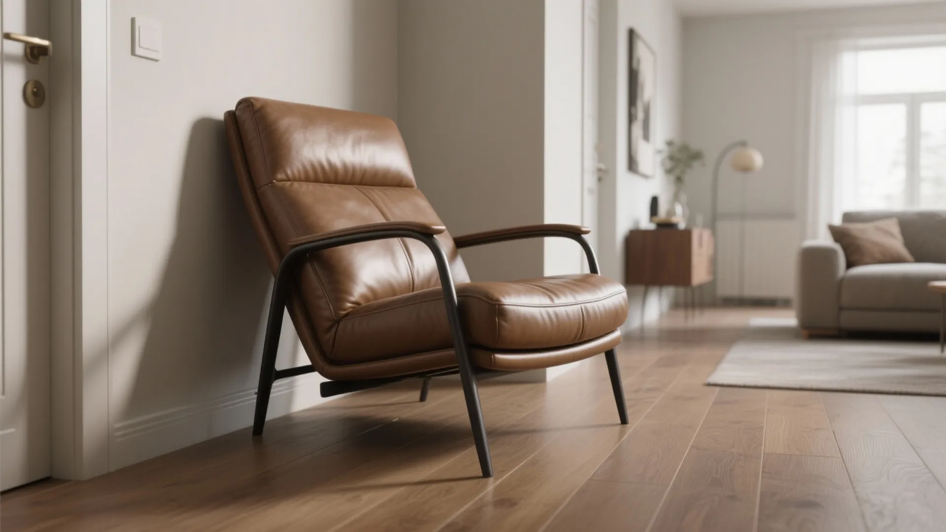 1. Slim-Profile Leather Recliner
