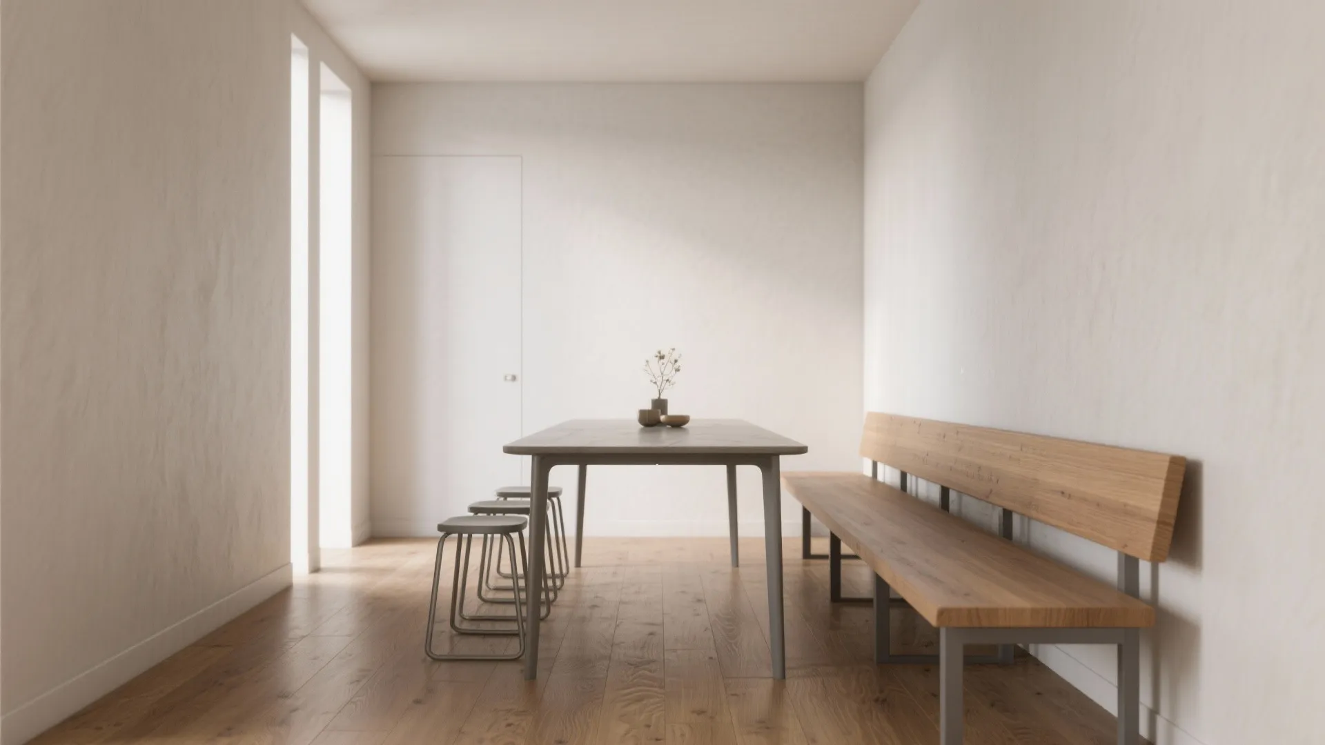 4. Slim rectangular table with mixed seating