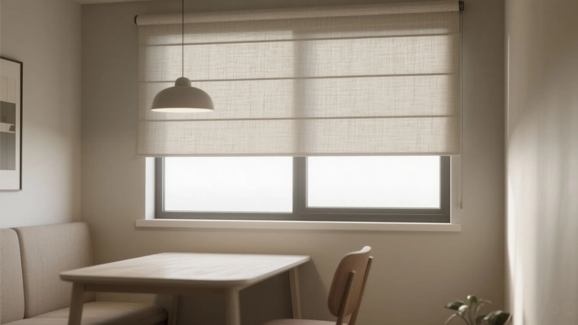 2. Slim-profile roller or Roman shades for a neat, compact look