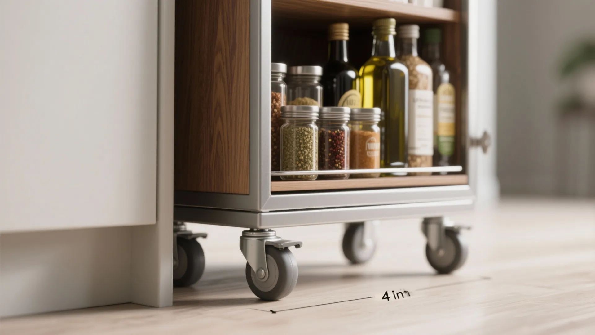 2. Slim rolling pantry cart that tucks away