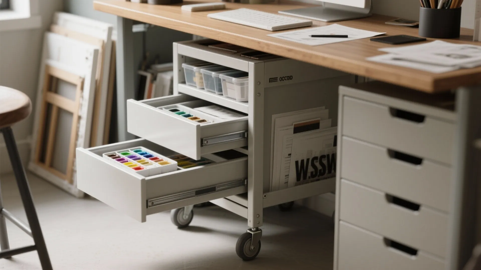 2. A slim rolling cart that tucks away