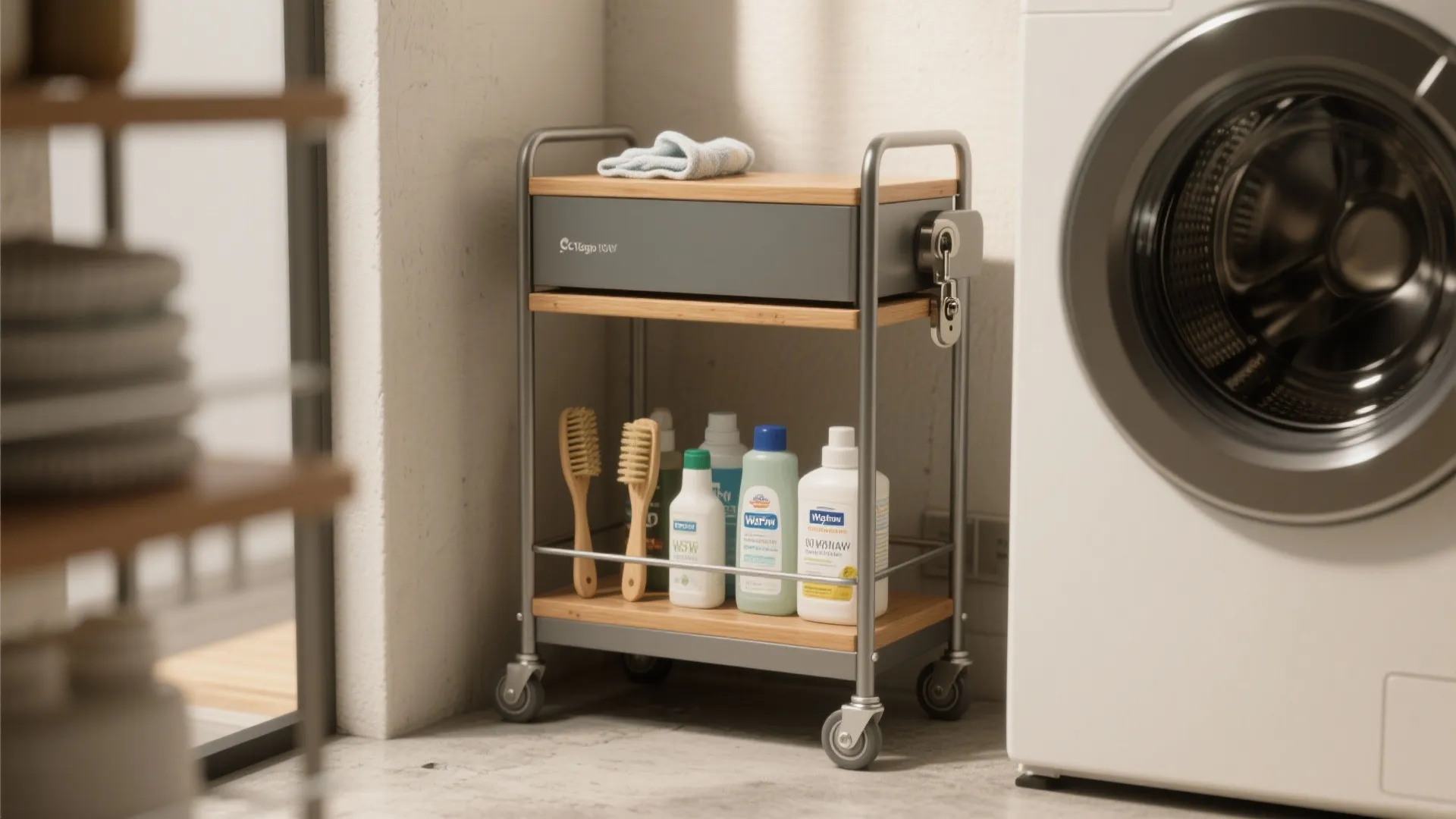5. Slim rolling cart for open laundry nooks