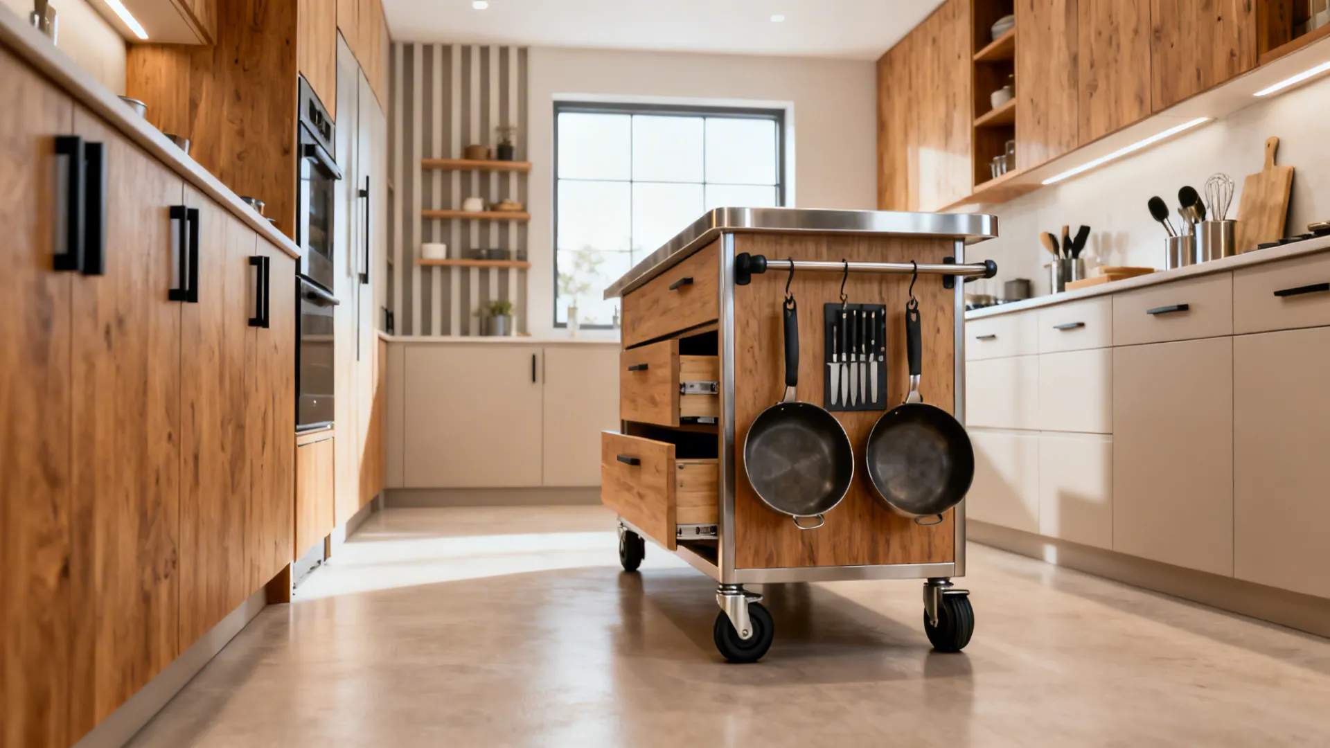 1) Slim Rolling Island with Hidden Storage