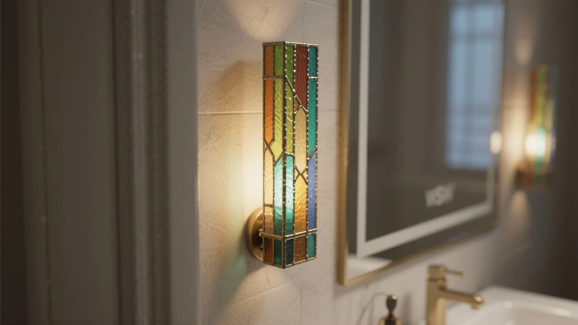 1. Slim Sconce with Geometric Panels