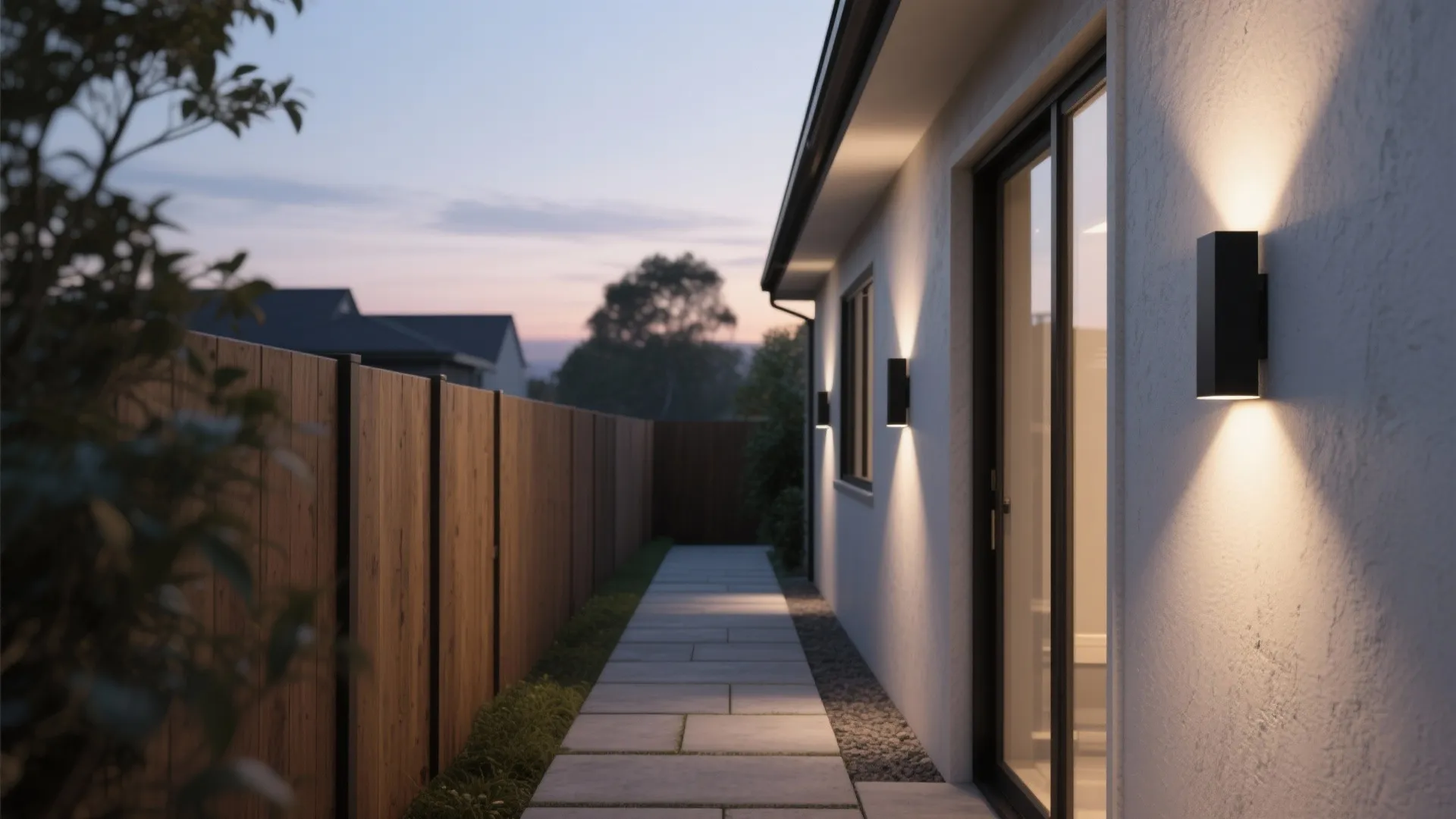 1. Slim profile sconce for narrow pathways